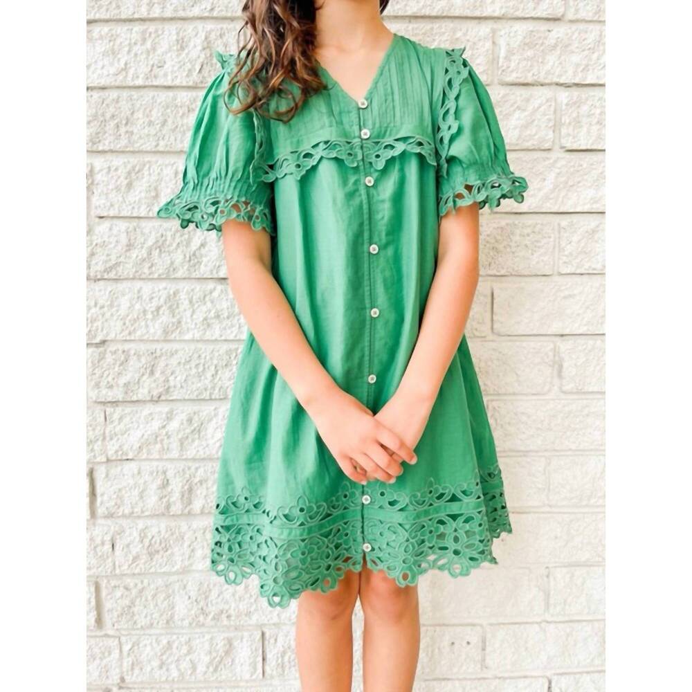 NEW SEA leila eyelet dress in green